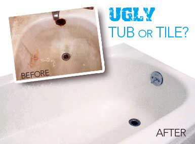 What a tub owned by a person in Anchorage, Alaska that needs to be resurfaced looks like and what a bathtub that Tub Tech has resurfaced will look like